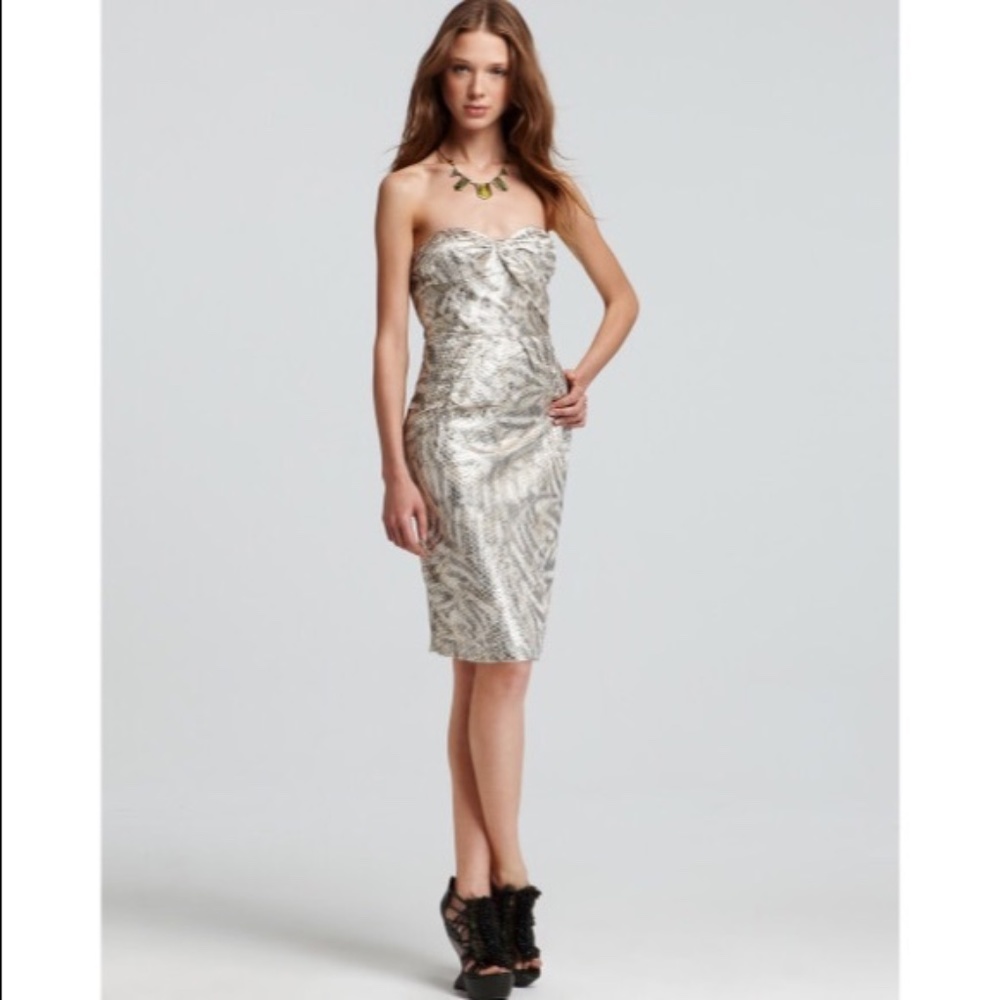 Leifsdottir Silver Snake Print Strapless Top